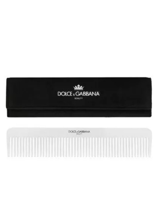 Dolce & Gabbana Authentic Silver metal comb with Black Logo Carry Velvet Pouch